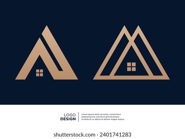 Set of initial letter A building logo design.