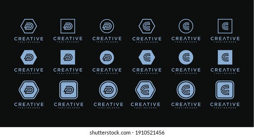 Set of initial letter C and D logo design inspiration