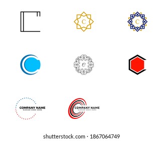 Set mit dem Design der Logo-Vorlage für den Anfangsbuchstaben C