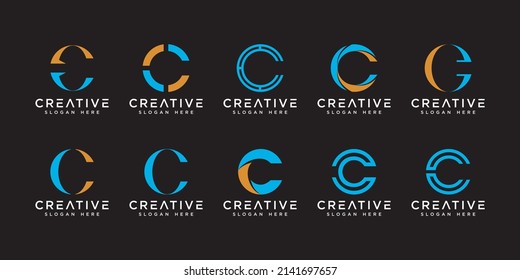 Set of initial letter C logo design template.