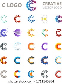 Set of initial letter C technology logo icon. Colorful modern logo templates for business group company. Vector Illustration. 