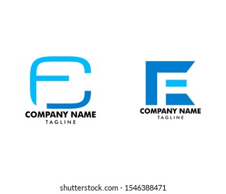 Set of Initial Letter CF Logo Template Design