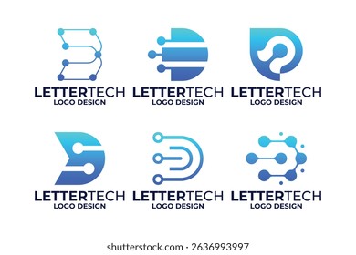 Set of initial letter D tech logo design