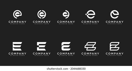 Set of initial letter E logo design template. icons for business of luxury, elegant, simple