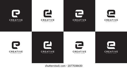 Set of initial letter E logo design template. icons for business of luxury, elegant, simple