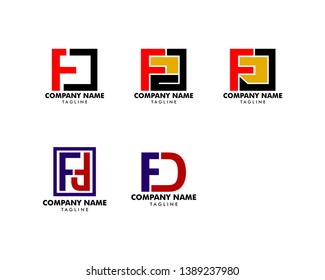 Set of Initial Letter FD Logo Template Design