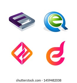 Set of initial letter FE, EQ, F, E symbol for Business logo design template. Collection of Abstracts modern icons for organization
