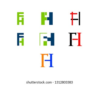 Set Of Initial Letter FH Logo Template Design
