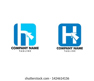Set of Initial letter H with arrow symbol logo vector illustration