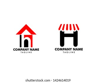 Set of Initial Letter H House Logo Template