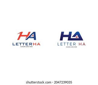 Set of Initial Letter HA Design Logo