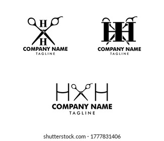 Set of Initial Letter HH Scissor Logo Design Concept