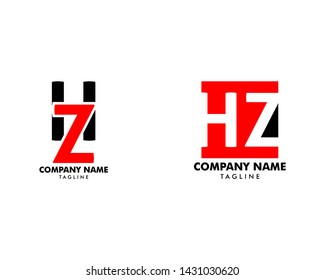 Set of Initial Letter HZ Logo Template Design