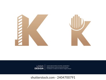 Set of initial letter K building logo design.