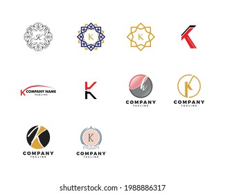Conjunto de plantillas de diseño de logotipo K de letras iniciales