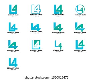 Set of Initial Letter L4 Logo Template Design