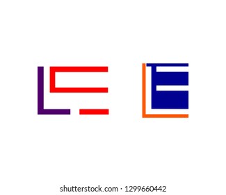 Set of Initial Letter LE Logo Template Design