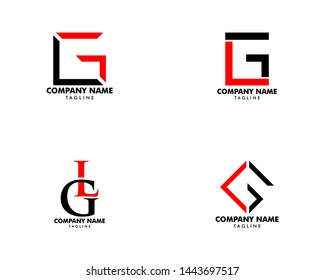 Set of Initial Letter LG Logo Template Design