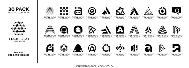 Conjunto de letra inicial Una inspiración de diseño de logotipo. Vector abstracto geométrico del icono del logotipo aislado en el fondo blanco.