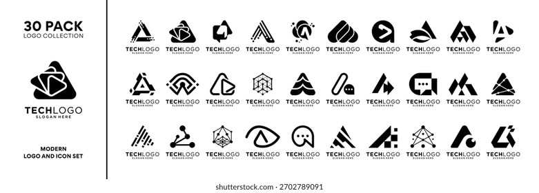 Conjunto de letra inicial Una inspiración de diseño de logotipo. Vector abstracto geométrico del icono del logotipo aislado en el fondo blanco.