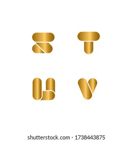 Set of initial letter logo, sparkle golden font design concept, isolated on white background.