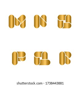 Set of initial letter logo, sparkle golden font design concept, isolated on white background.
