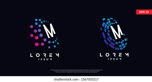set of initial letter m tech logo. modern icon, template design