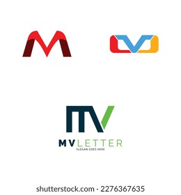 Set of Initial Letter MV Icon Vector Logo Template Illustration Design