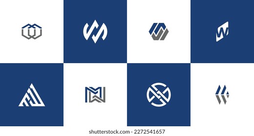 Set of initial letter MW or WM graphic design illustration. icon, symbol, creative.