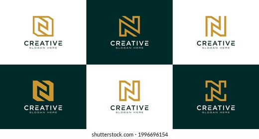 Set of initial letter N abstract logo vector template