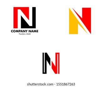 Set of Initial Letter N Logo Template Design