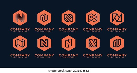 Set of initial letter n monogram logo design templates