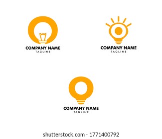 Set of Initial letter O Logo with Light Bulb