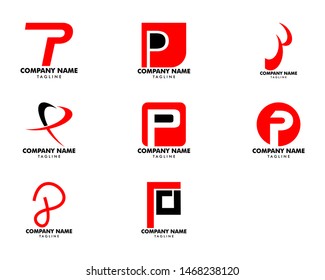 Set of Initial Letter P Logo Template Design