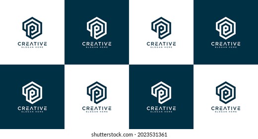 set of initial letter P logo design vector