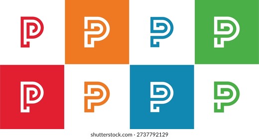 Set of initial letter P PP PD logo design vector template collection for modern logo identity branding and corporate visual design