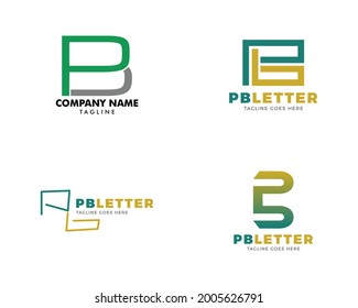 Conjunto de diseño de plantillas de logotipo PB de carta inicial