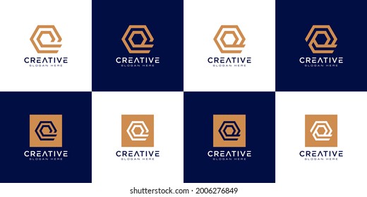 set of initial letter Q logo design vector