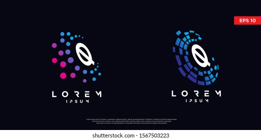 set of initial letter q tech logo. modern icon, template design