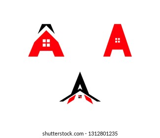 Set of Initial letter A real estate logo vector