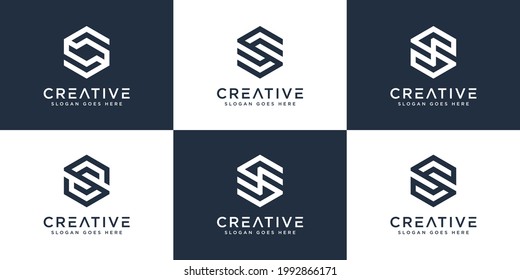 conjunto de letras iniciales S hexagón vector de diseño del logotipo