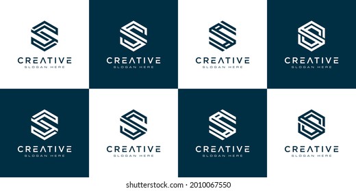 conjunto de letras iniciales S hexagón vector de diseño del logotipo