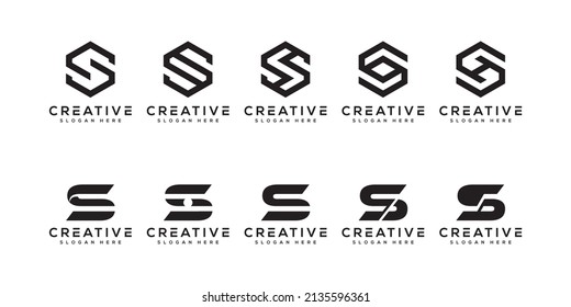 set of Initial letter S hexagon Logo design vector
