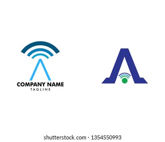 Set of Initial Letter A Signal Logo Design Template Element