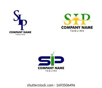Set of Initial Letter SIP Logo Template Design