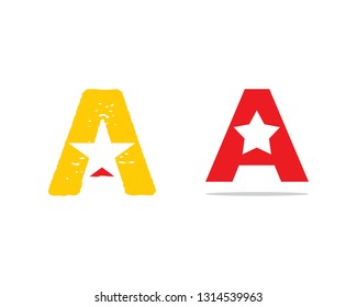 Set of Initial Letter A Star Logo Design