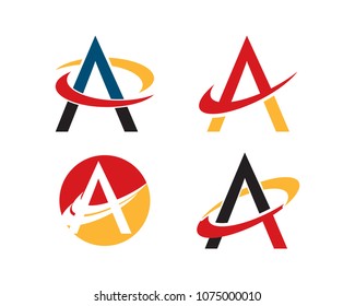 Set of Initial Letter A Swoosh Icon Vector Logo Template Illustration Design