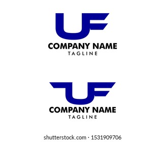 Set of Initial Letter UF Logo Template Design