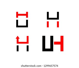 Set of Initial Letter UH Logo Design