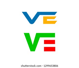 Set of Initial Letter VE Logo Template Design